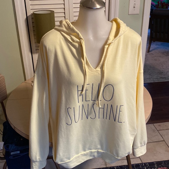 Rae Dunn Tops - Rae Dunn Hello Sunshine. Buttery yellow hoodie sweatshirt